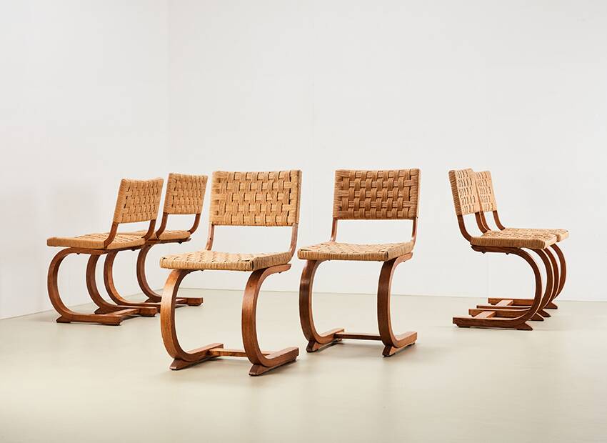 Bas van Pelt Rare Set of 6 Dining Chairs for My Home 1936