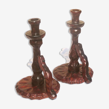 Pair of Pigot wooden candlesticks