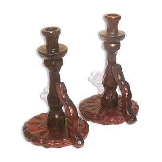 Pair of Pigot wooden candlesticks