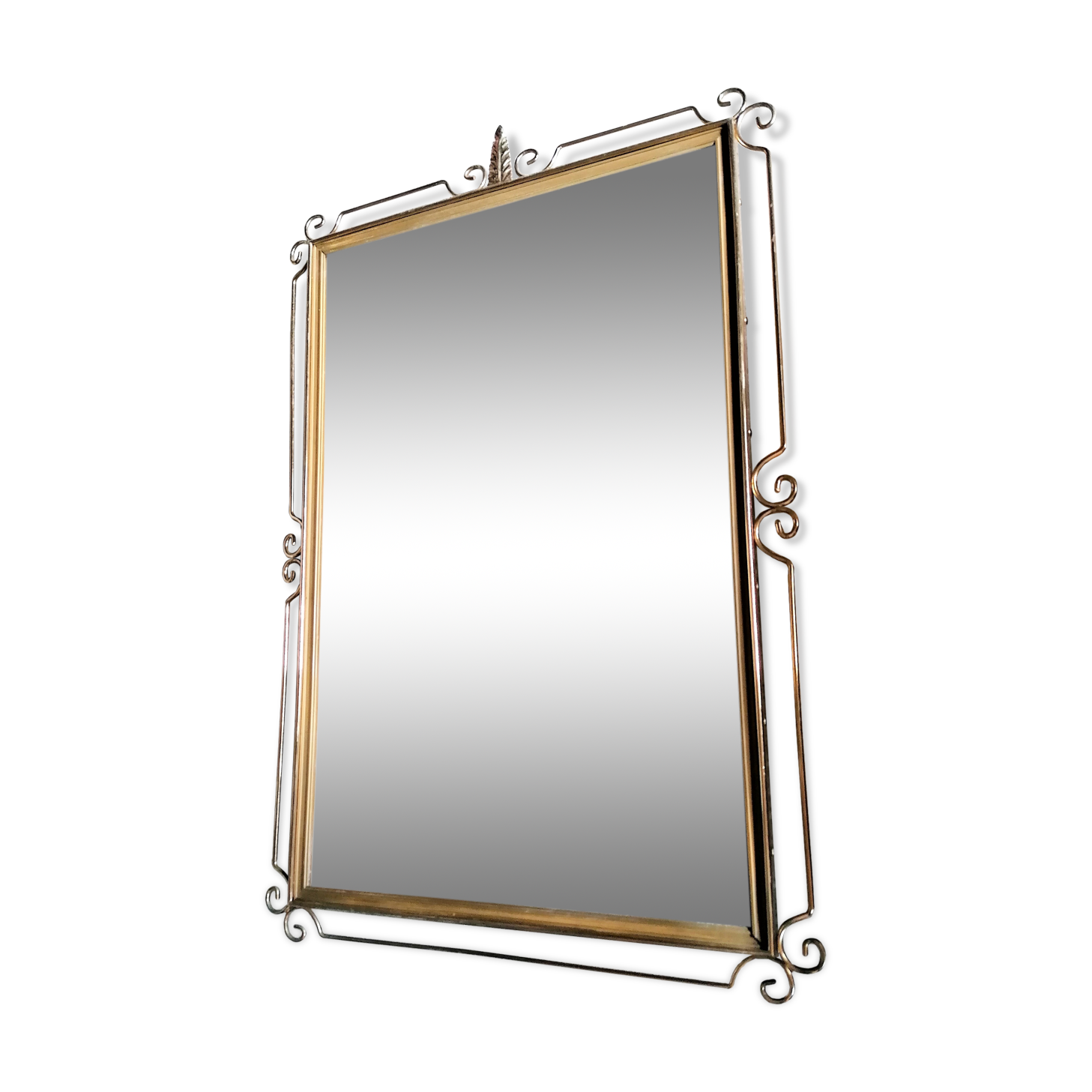 Mirror vintage gold metal frame 60 70 s