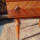Pair of cherry wood marquetry bedside tables