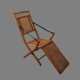 19th-century caned chaise longue in colonial style