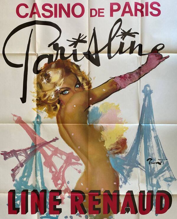 Affiche originale ''Casino de Paris Line Renaud'' Brenot 120x160cm 1960