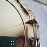 Round silver-plated serving dish with a glass base.