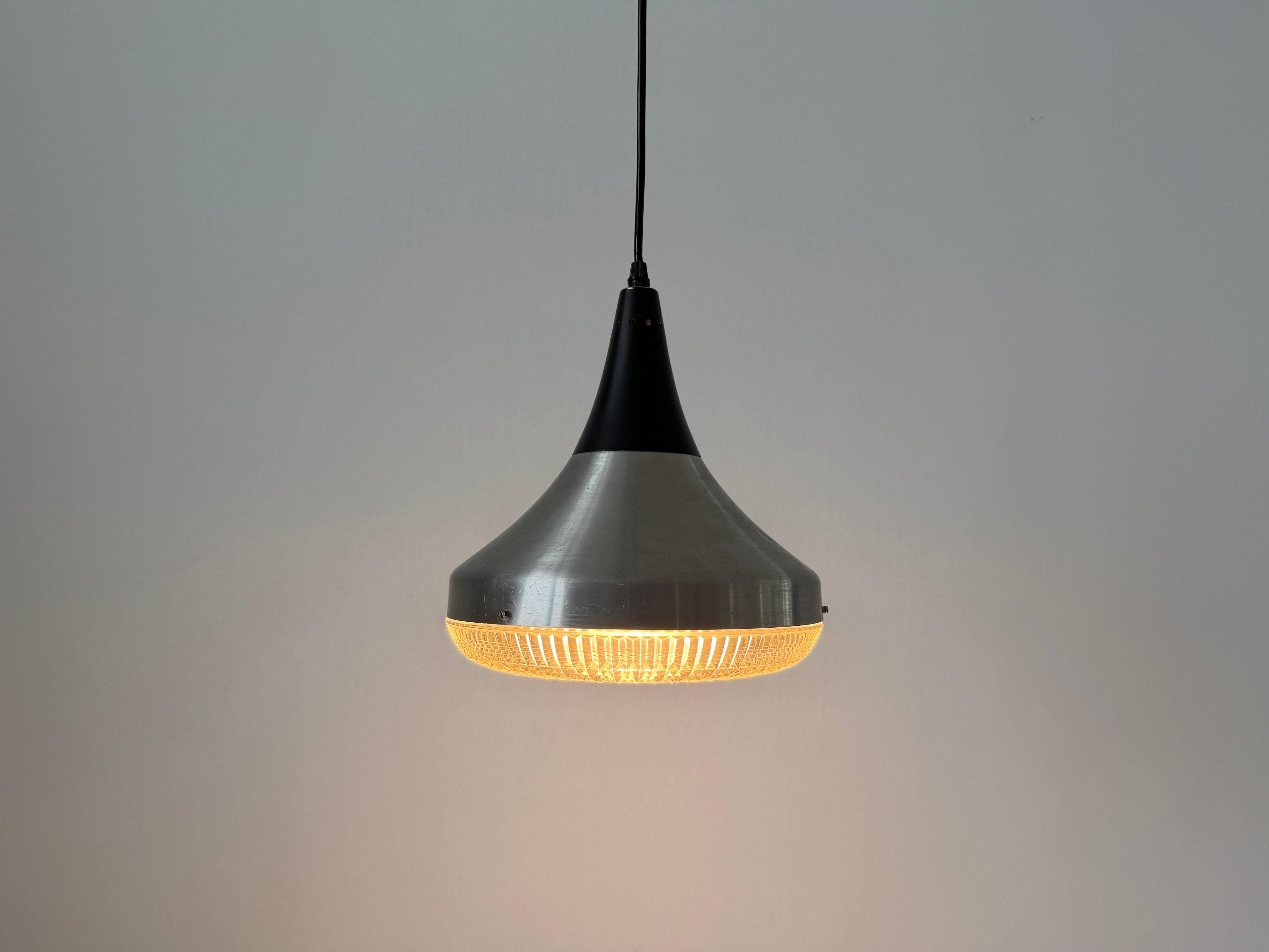 Crystal glass ceiling light with a metal frame, 1960s, Germany