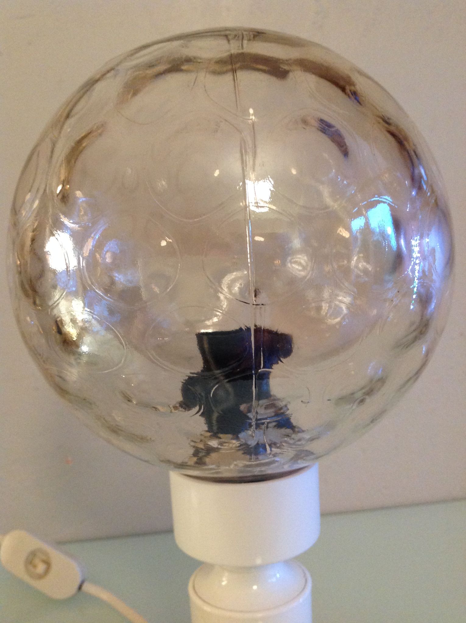 Bedside lamp globe in tinted glass / vintage 60s-70s