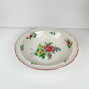 Bowl with rim model Réverbère by KG Lunéville, rose pattern.