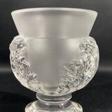Vase on pedestal with foliage decoration signed lalique saint-cloud, possible pair
