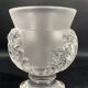 Vase on pedestal with foliage decoration signed lalique saint-cloud, possible pair