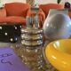 Chromium-plated thin glass vase, Italy 1990s