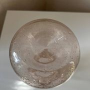 Biot water or wine carafe, pink bubble glass