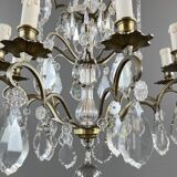 Bronze, brass and crystal chandelier, early 20th century.