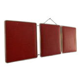 Vintage mirror 1960 triptych barber red brick - 30 x 77 cm