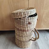 Vintage raffia wicker basket bowling bag