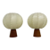 Pair of Goldkant Leuchten cocoon with teak base table lamps, 1970s