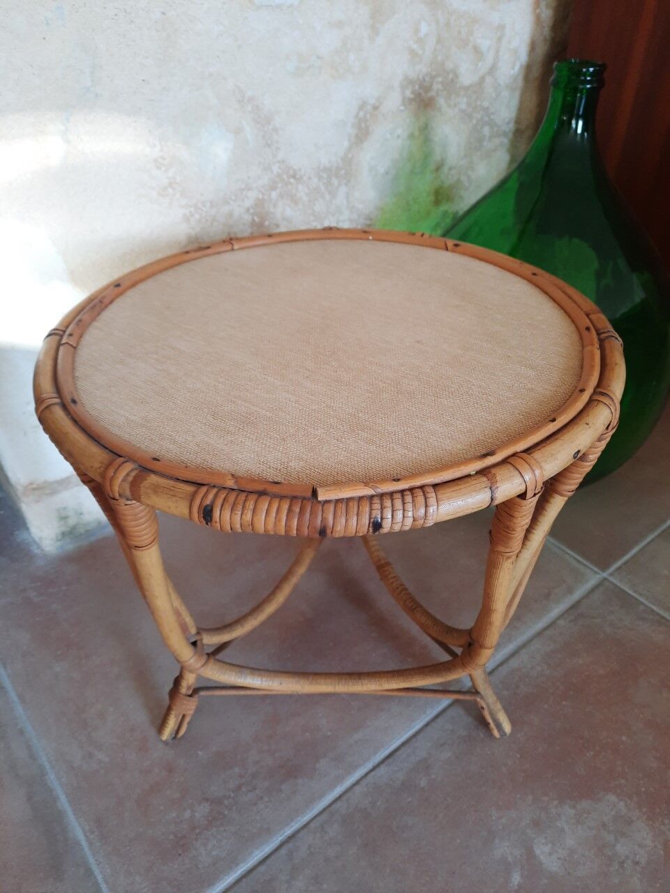 Rattan pedestal table