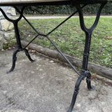 Old bistro table by Berc in Paris. Wrought iron, marble top.