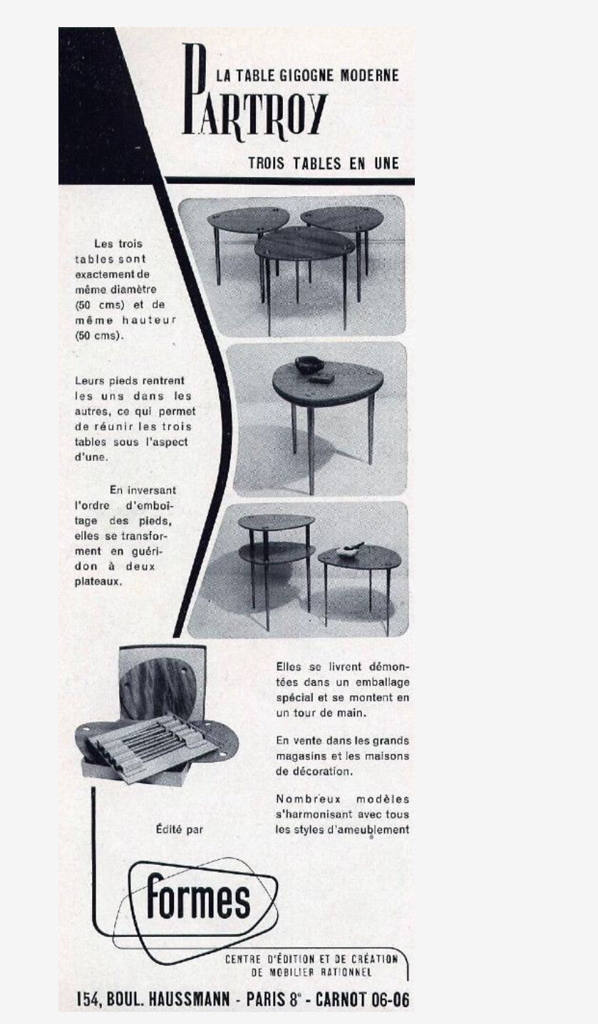 Set of Tables Partroy, Pierre Cruège, 1950