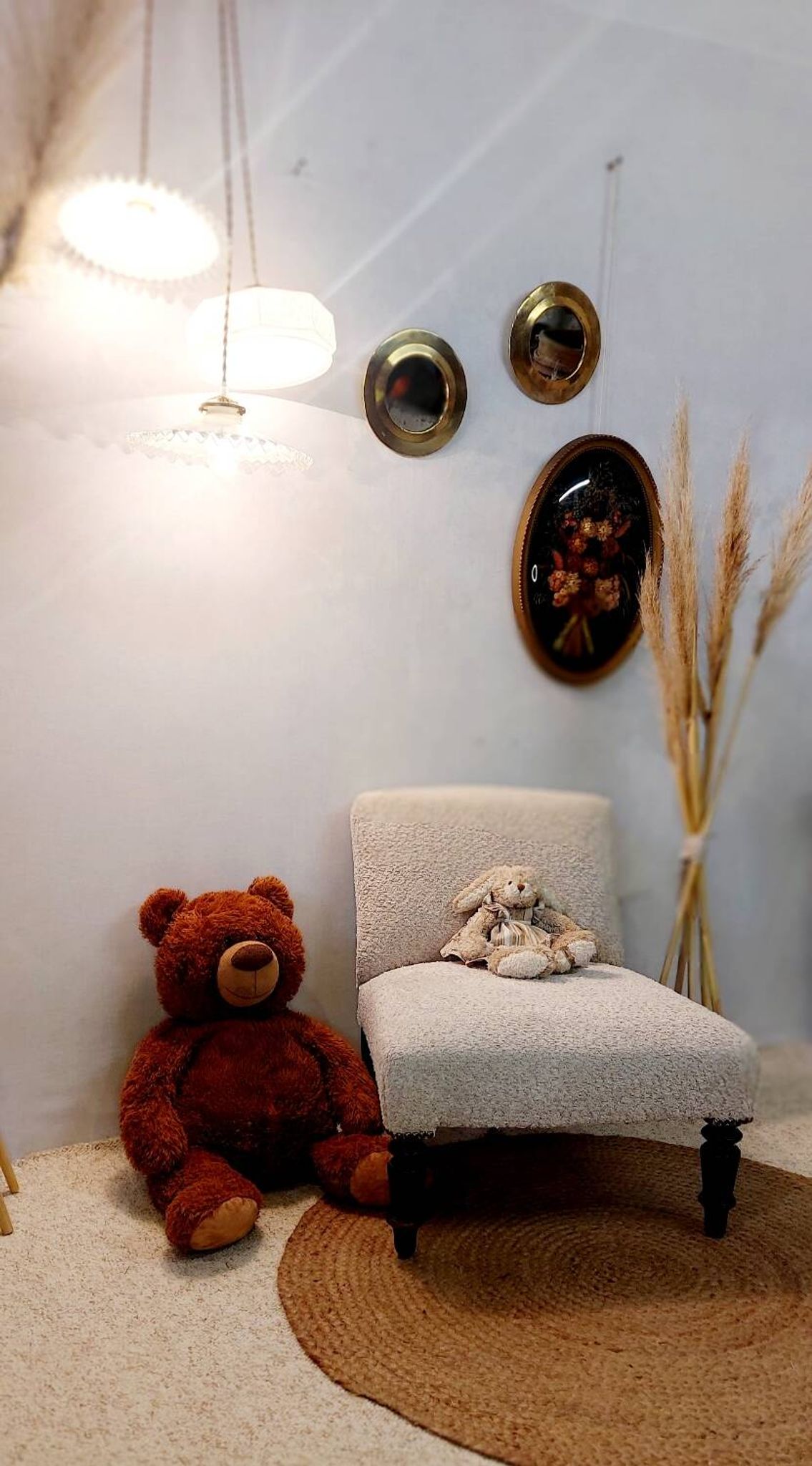 Fauteuil chauffeuse tissu bouclettes