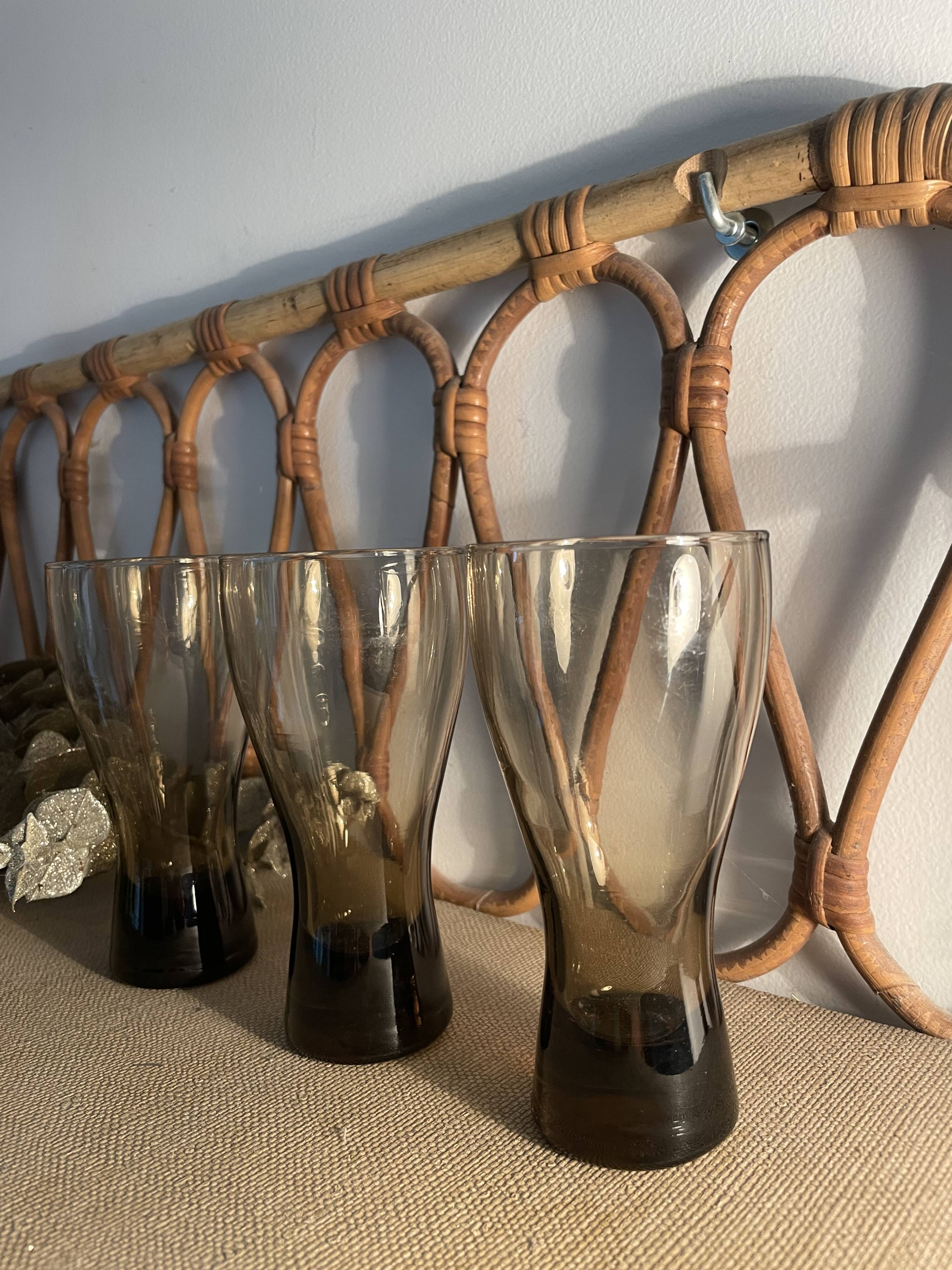 3 Luminarc smoked glass orangeade glasses