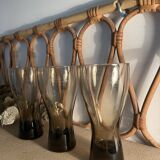 3 Luminarc smoked glass orangeade glasses