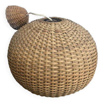 Rattan chandelier suspension old vintage craftsmanship 1960