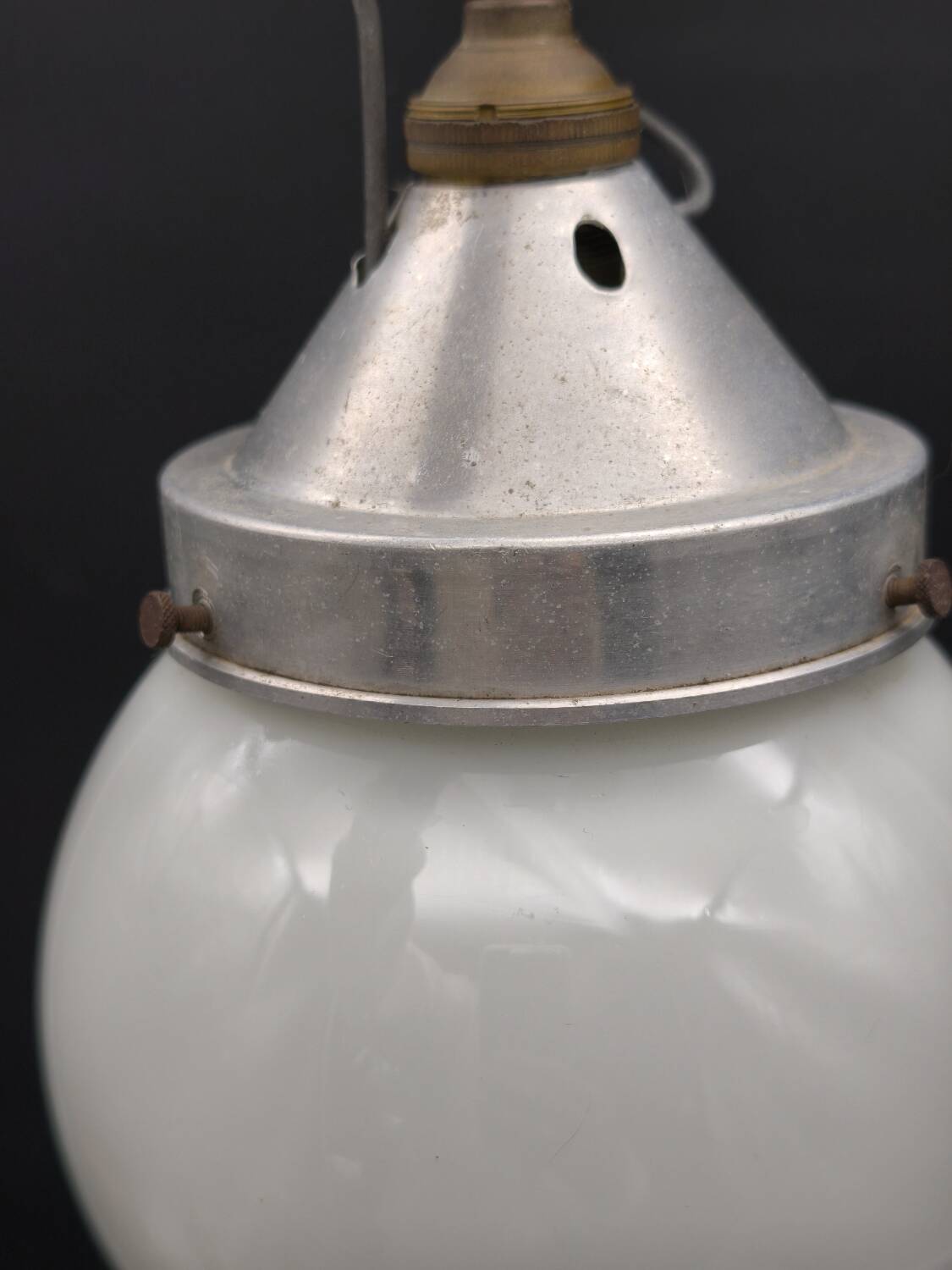 Vintage industrial opaline pendant light