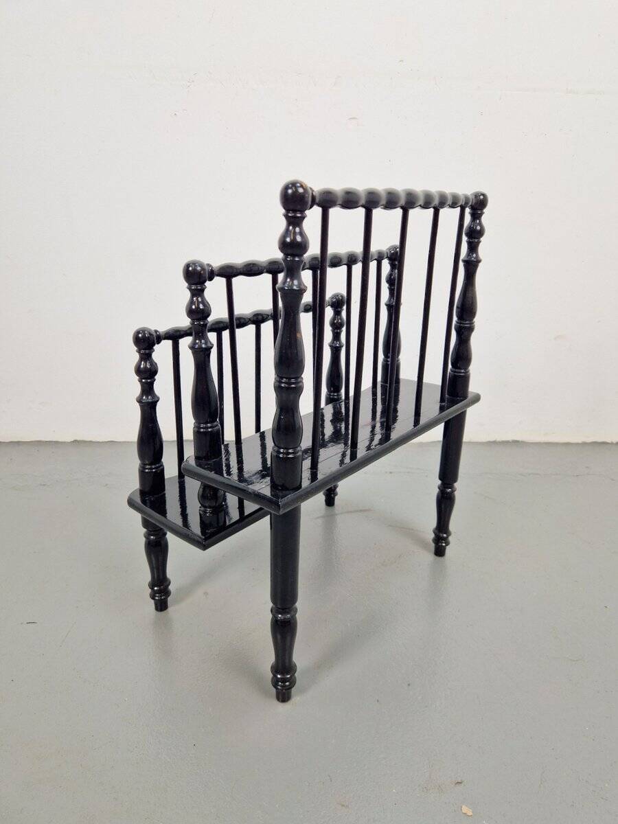 Antique Wooden Bobbin Canterbury Magazine Rack, 1890
