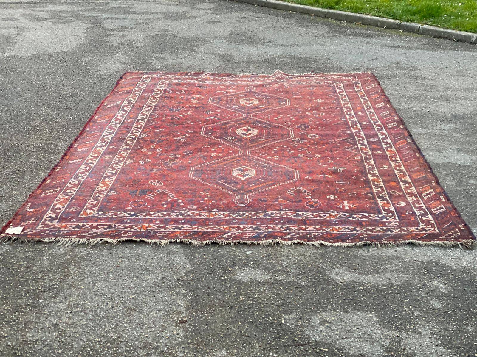 Persian wool oriental rug Iran burgundy handmade 230x320