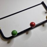 Vintage coat rack in metal and wood, 5 hooks, 74 cm