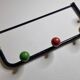 Vintage coat rack in metal and wood, 5 hooks, 74 cm