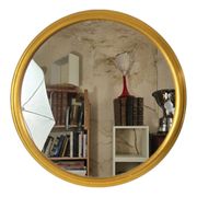 Round mirror tray in gold metal D.23