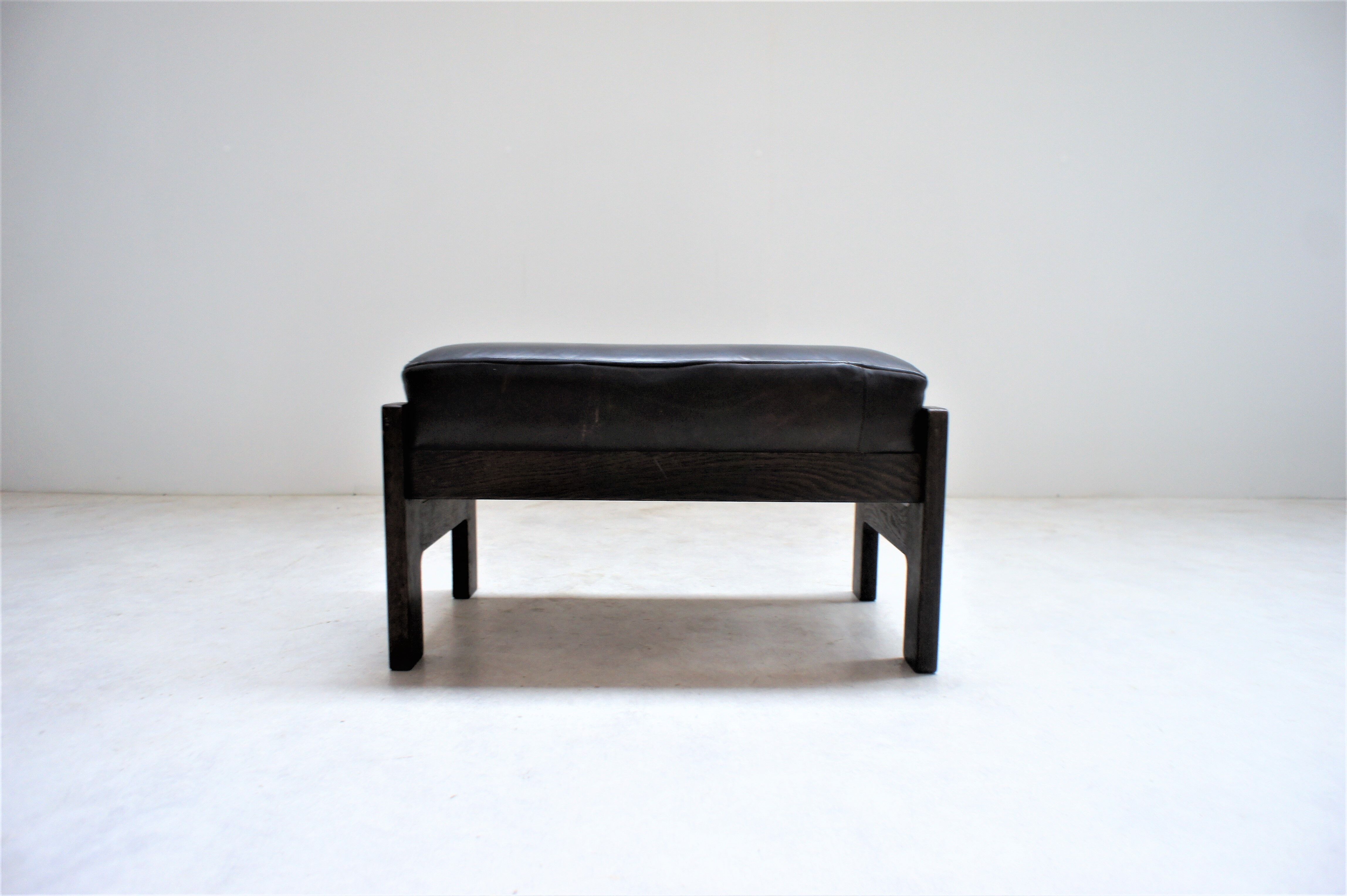 Scandinavian maroon leather stool