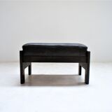 Scandinavian maroon leather stool