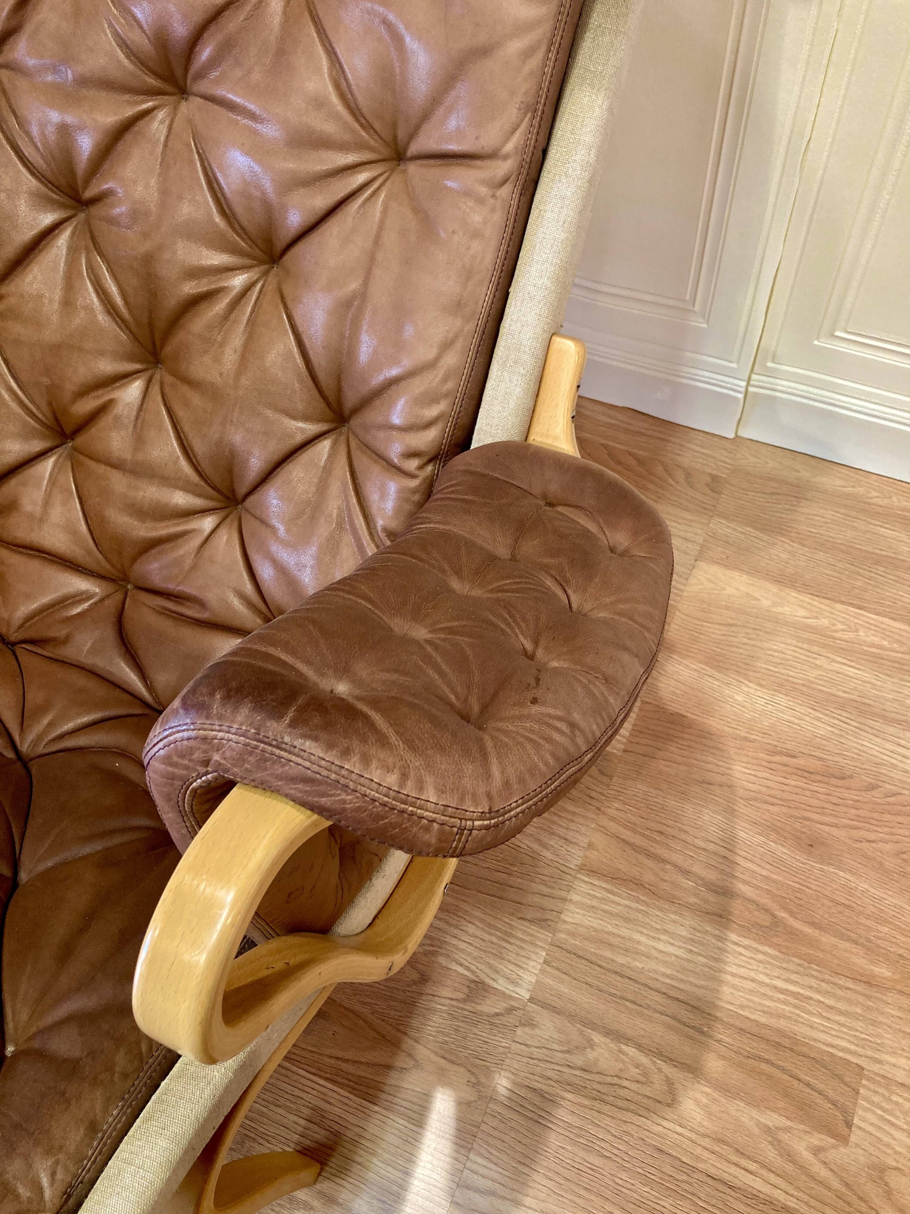 "Pernilla" leather armchair "Bruno Mathsson" 1960.