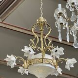 Chandelier with ram's heads. Louis XVI. Gilded bronze. Crystal.