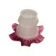 Antique tulip lampshade in transparent glass with a red rim.