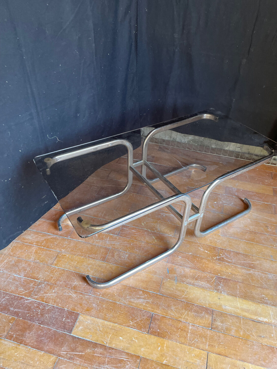 70s plexi coffee table