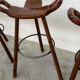 Vintage Sergio Rodrigues style bar stool, solid wood saddle stool, Brazilian modern