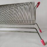 Vinyl records holder metal & vintage scoubidou 50-60