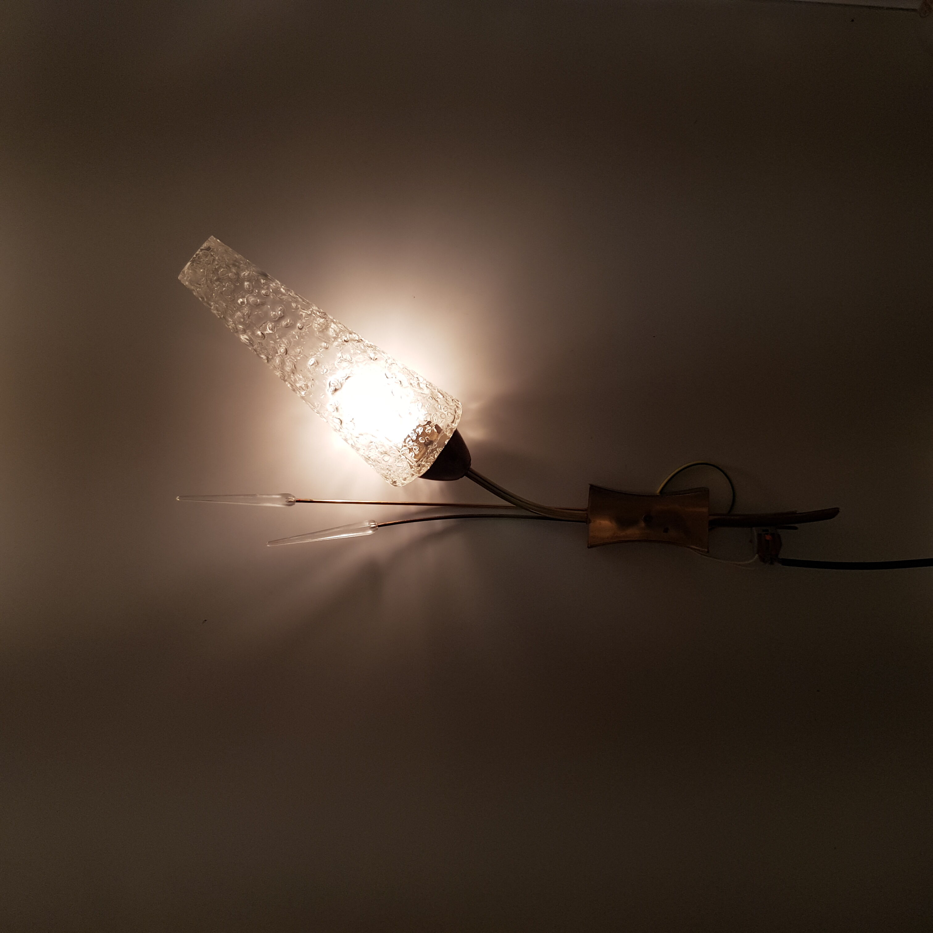 Wall light 50s 60s golden brass and glass shape cob