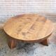 Vintage 1970s oak coffee table Brutalist Wabi-Sabi round