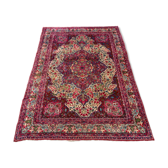 Antique tribal rug 332x240 cm wool oriental hand made carpet pink, purple, green