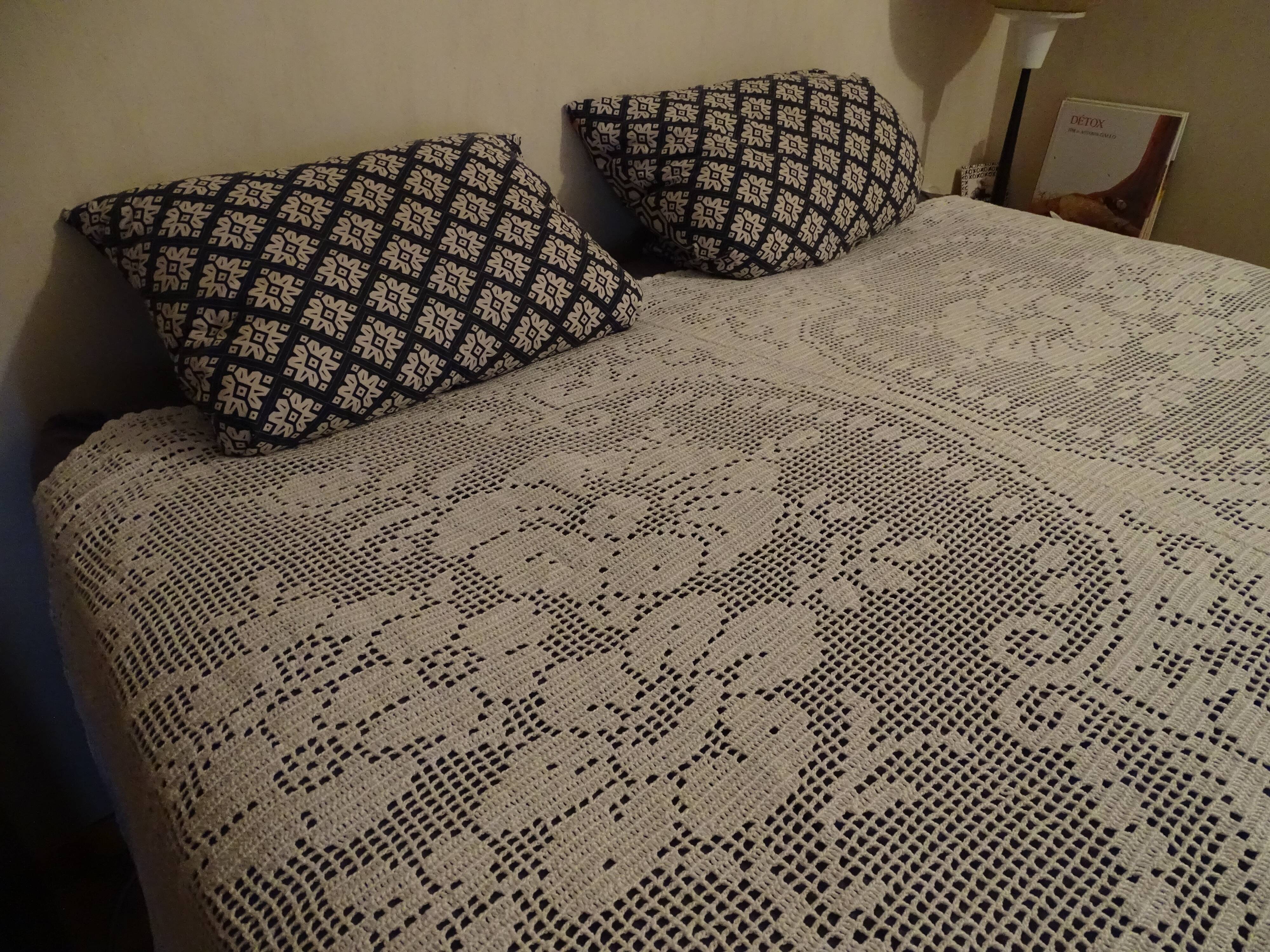 Antique crochet bed cover 240 x 190 cm