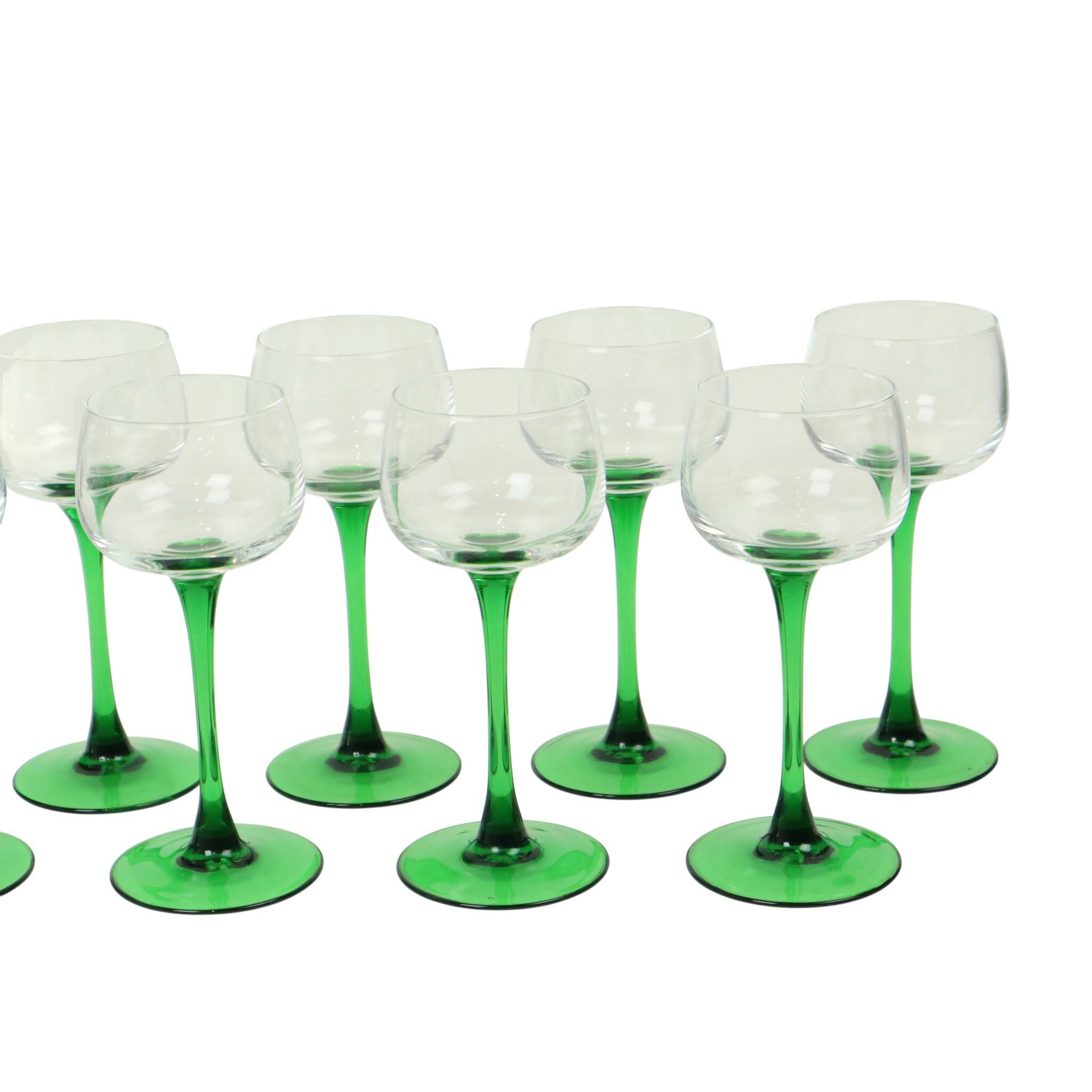 Lot de 10 verres à vin d'Alsace Vintage Luminarc Base Verte