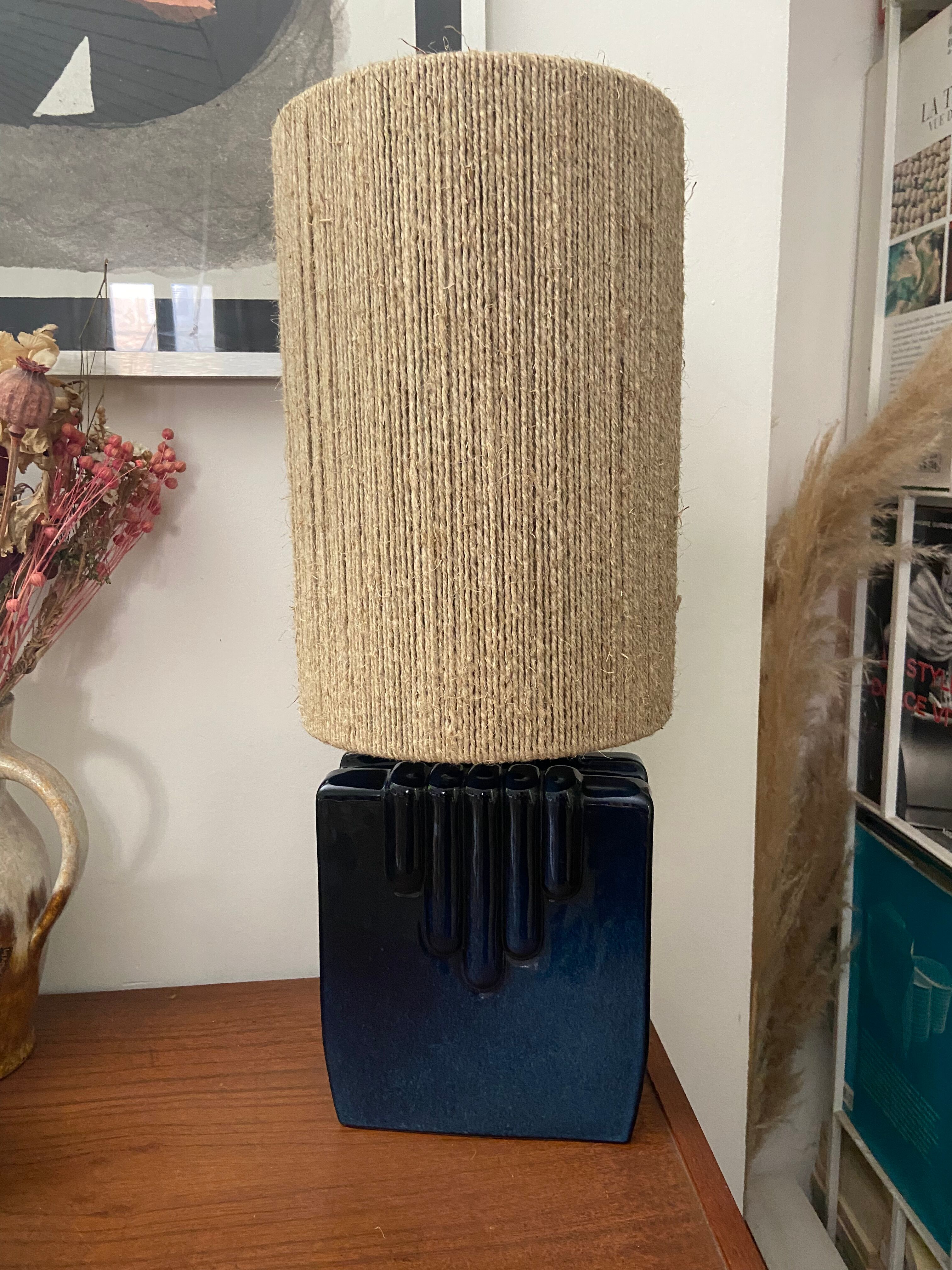 Ceramic lamp and rope 70s