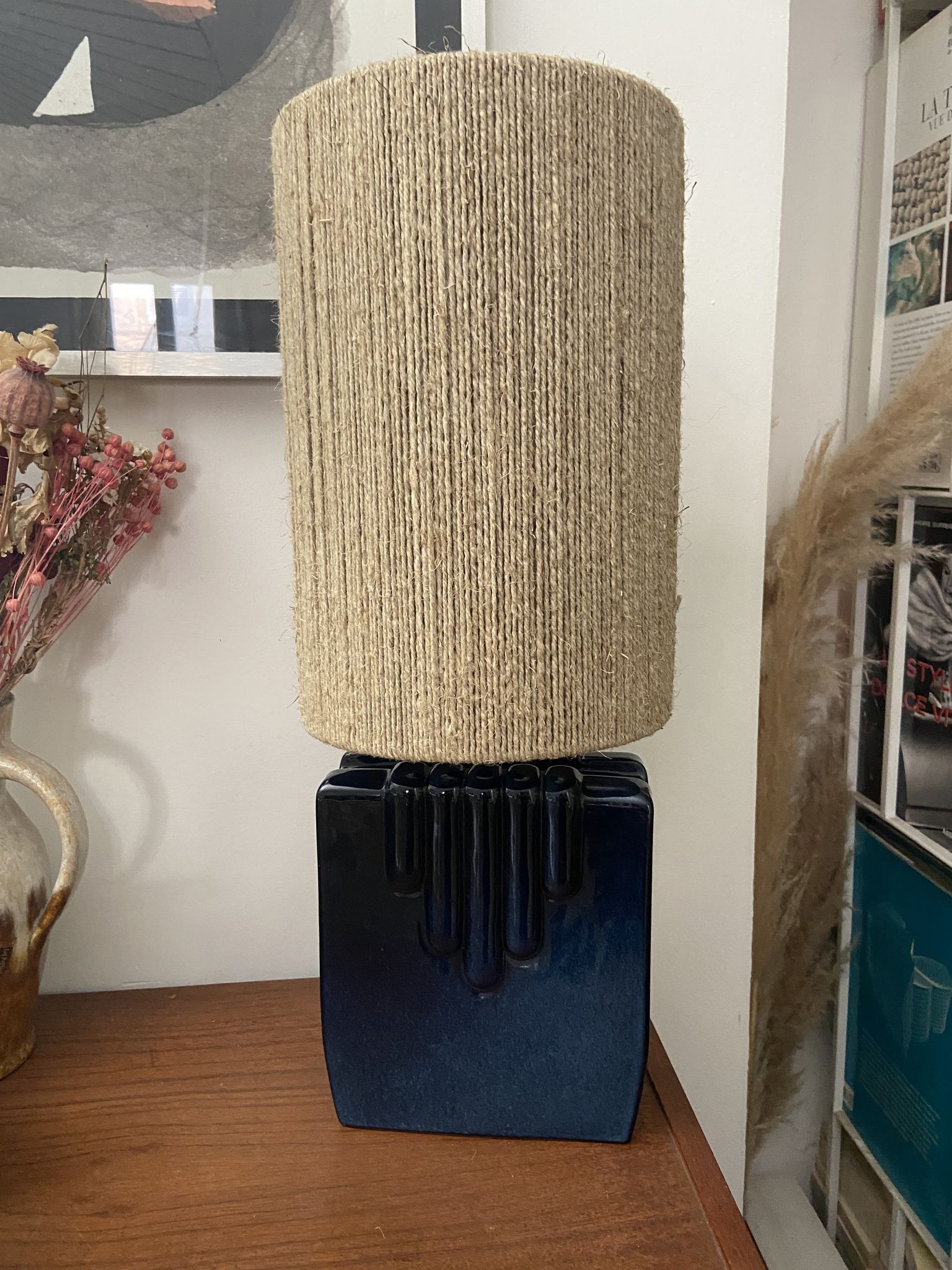 Ceramic lamp and rope 70s