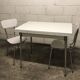 Gray strillee white formica table with 2 chairs 60s