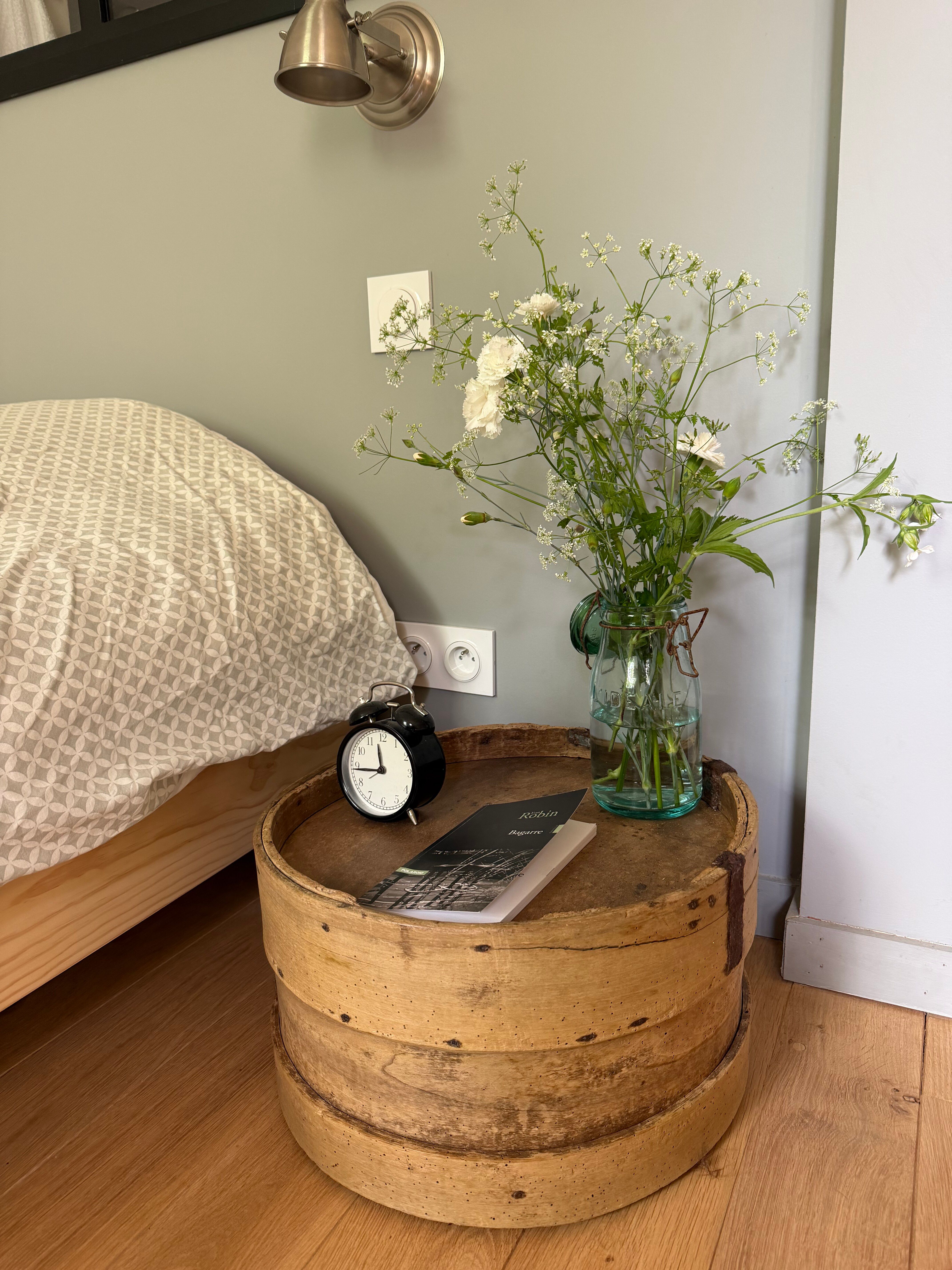 Country wooden bedside table