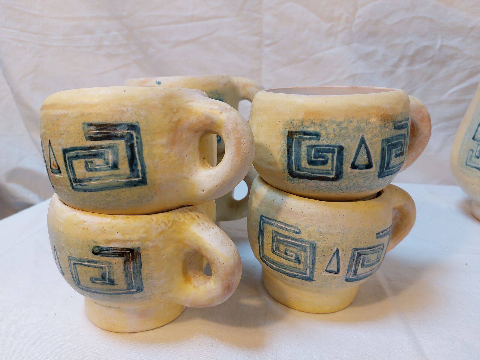 Vintage sangria service in handmade ceramic – 1970s – signed